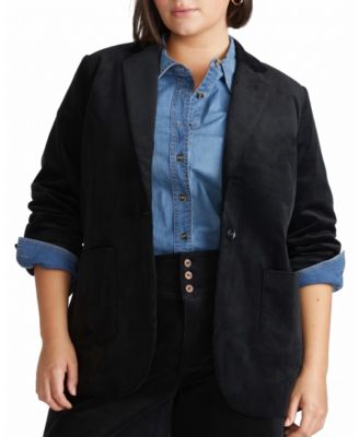Plus Size Davis Single-Button Corduroy Blazer