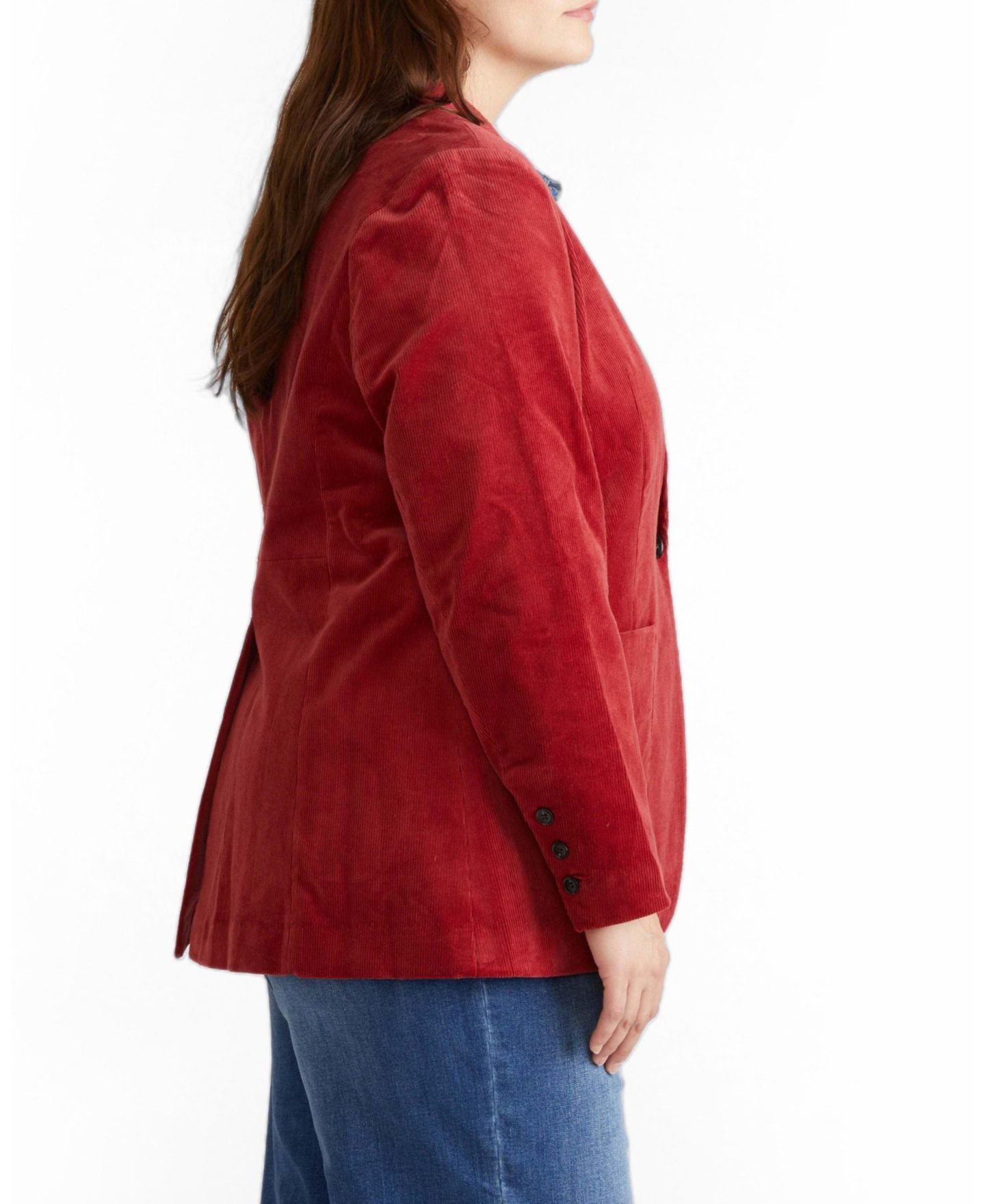 Женский пиджак Universal Standard Plus Size Davis Single-Button Corduroy Blazer, цвет: Красный — фото 3