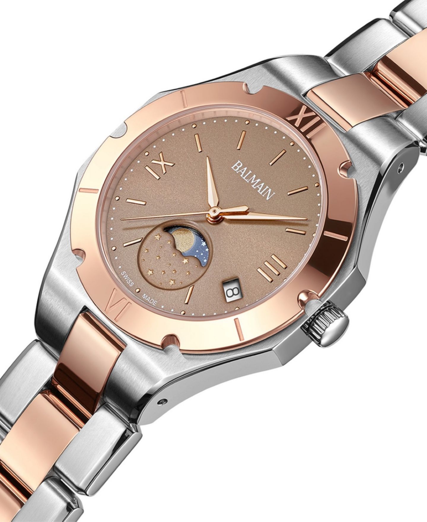 Женские часы Be Balmain Moonphase Two-Tone Stainless Steel Bracelet Watch 33mm — фото 3