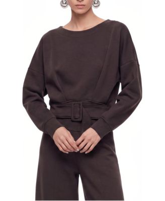 Women's Belted Drop Shoulder Sweatshirt