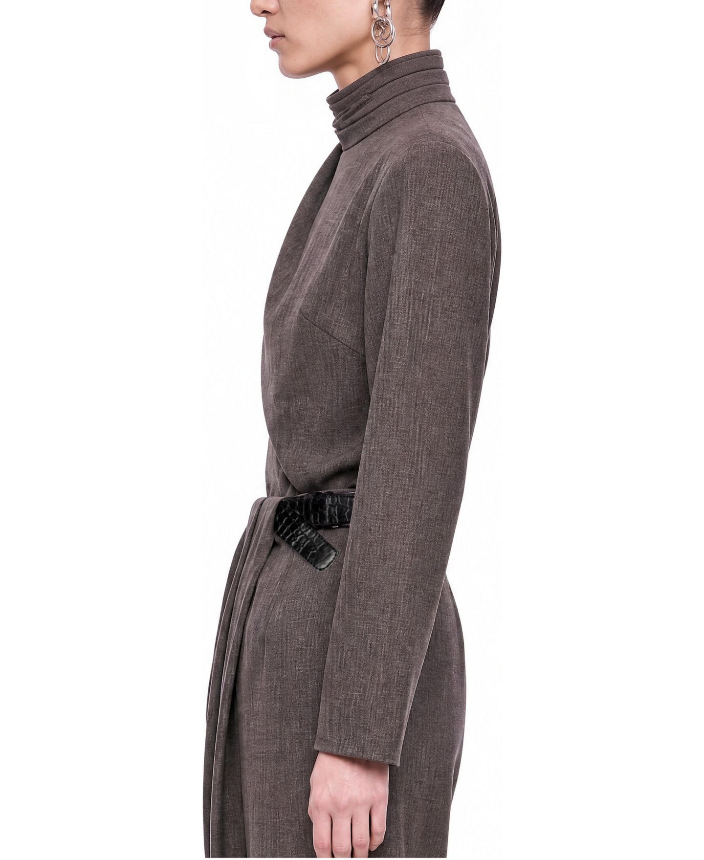 Женская блузка NOCTURNE Slim-Fit Padded-Shoulder Long-Sleeve, цвет: Коричневый — фото 2
