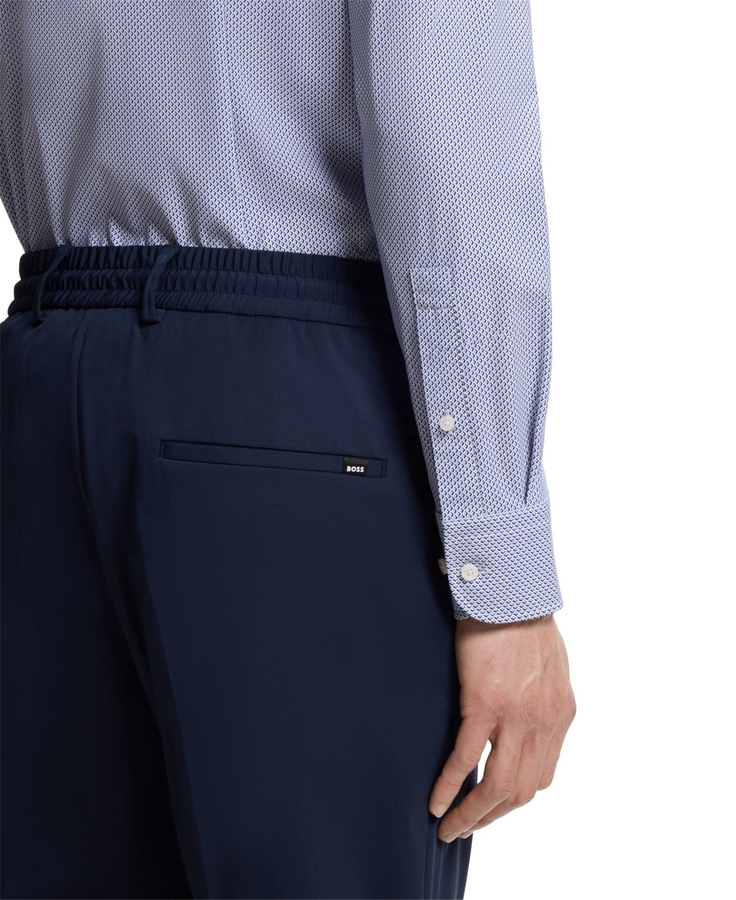 Мужская рубашка Hugo Boss Printed Performance-Stretch Fabric Slim-Fit Dress Shirt, цвет: Синий — фото 6