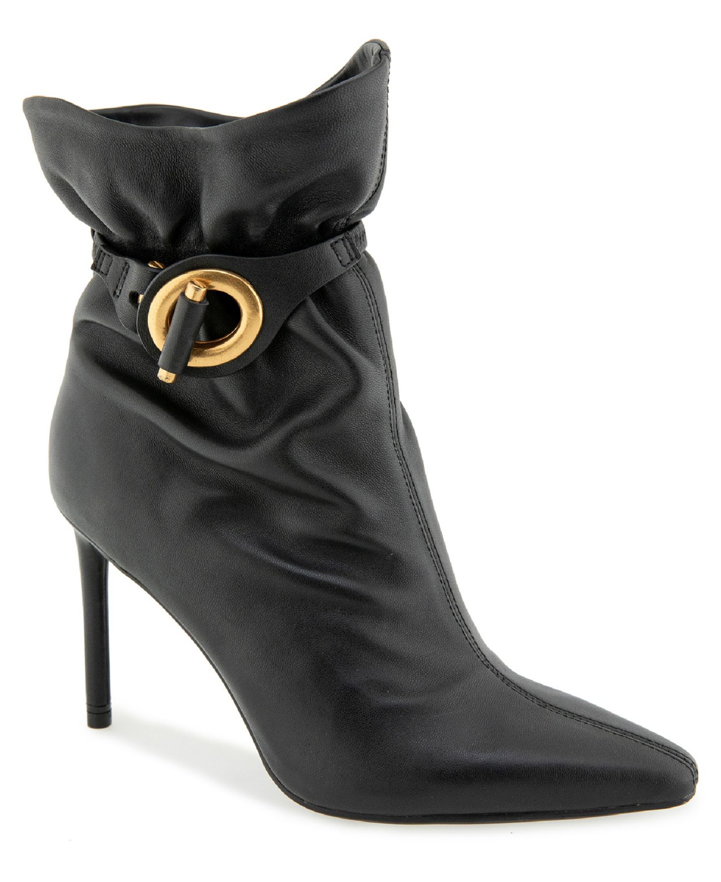 Женские ботинки Kenneth Cole New York Quinta Stiletto Buckle Ankle, цвет: Чёрный кожаный — фото 1