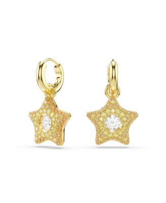 Gold-Tone Crystal Star Drop Earrings