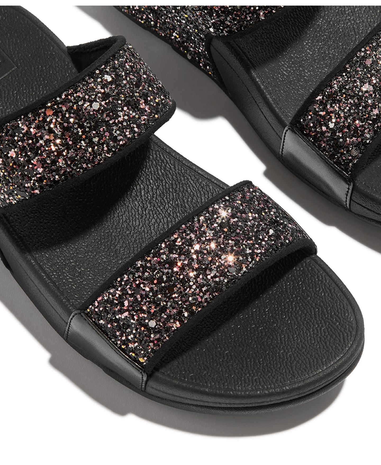 Женские сандалии FitFlop Lulu Multi-Tonal Glitter Wedge, цвет: Чёрный разноцветный — фото 9