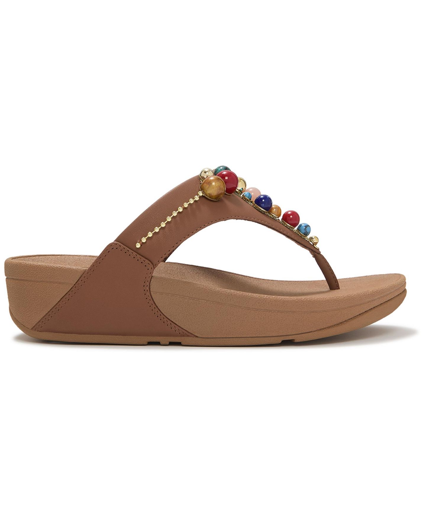 Женские сандалии FitFlop Lulu Beaded Toe Post Slip-On Wedge, цвет: Чёрный — фото 6