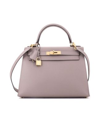 Pre-Owned HERMES Kelly 28 Handbag Grey Epsom with Gold Hardware