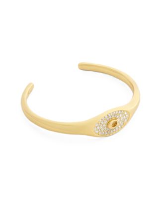 Glass Crystal Pave Signet Cuff Bracelet