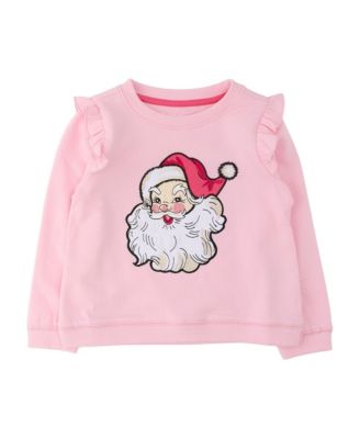 Baby Girls' Santa Joy Applique Flutter Sweatshirt