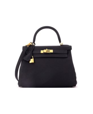 Pre-Owned HERMES Kelly 28 Handbag Black Togo with Gold Hardware