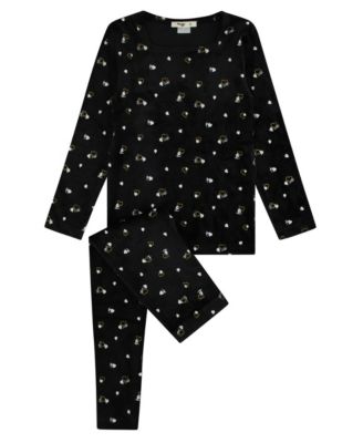 Girls' 4-16 Long-Sleeve Velour Heart-Print Top and Pants, 2-Piece Set