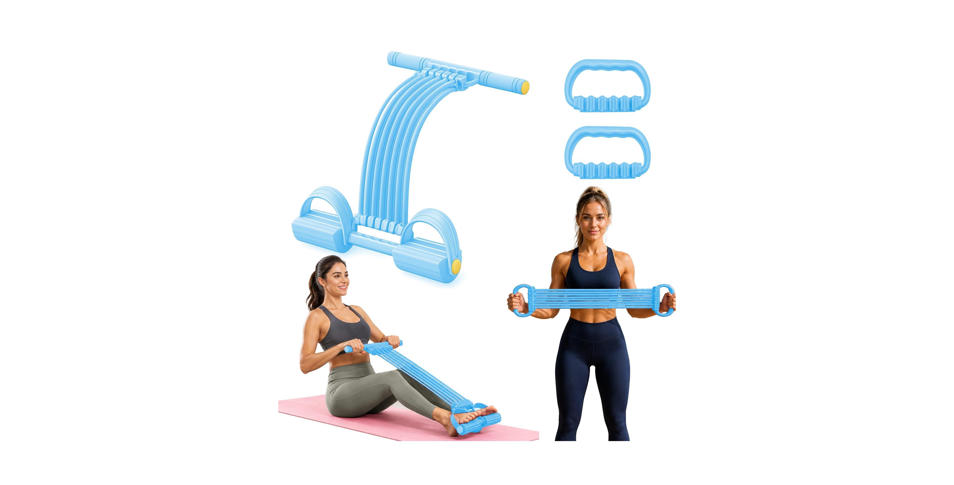 Sportneer Adjustable 10 Tubes Resistance Band Set with Handles and Pedals for Full Body Home Workout