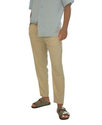 Men's Slim Tapered Fit Cropped Leg Linen-Blend Pants