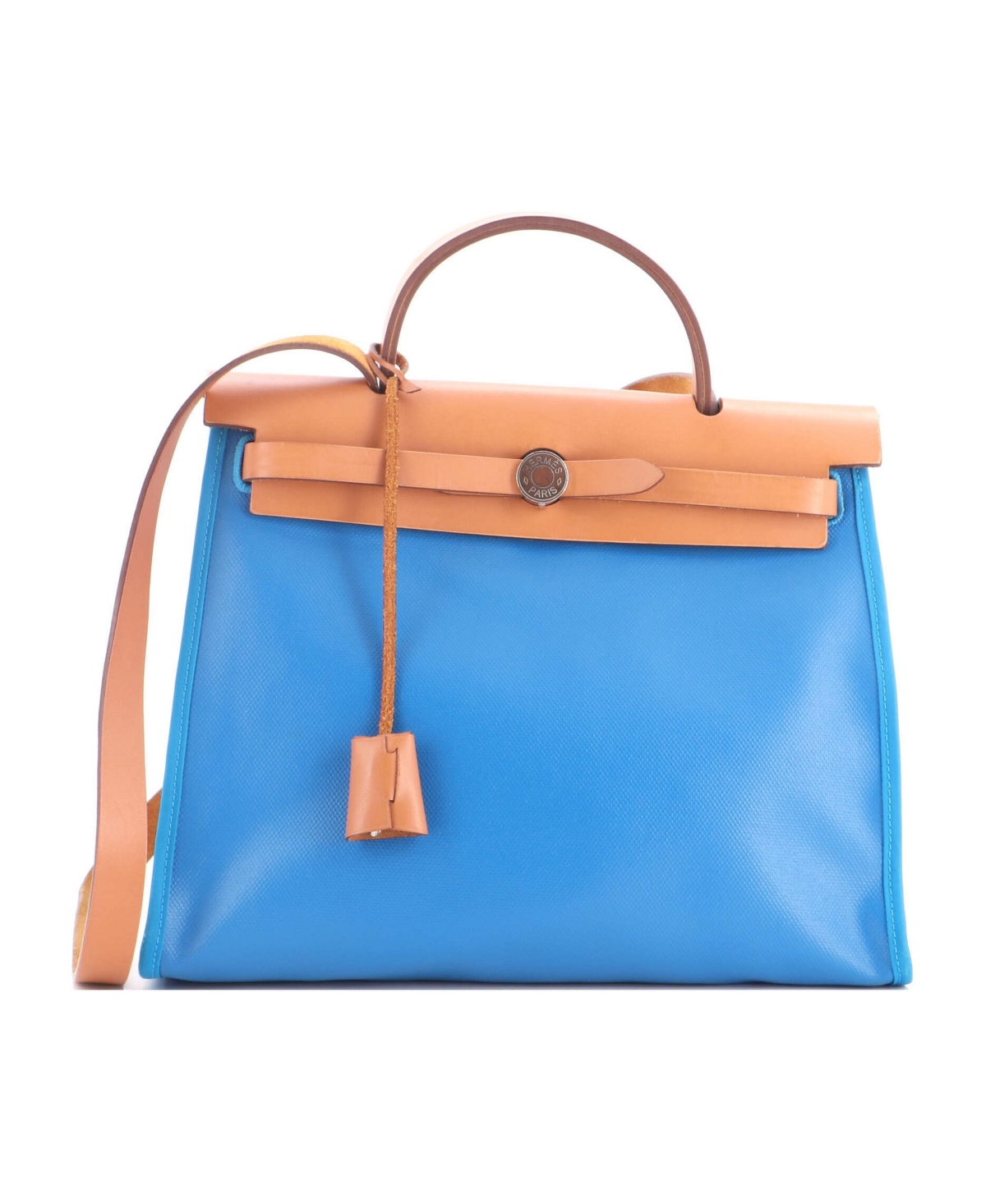 Pre-Owned Hermes 31 Herbag Zip Berline Vache Canvas and Leather - Blue
