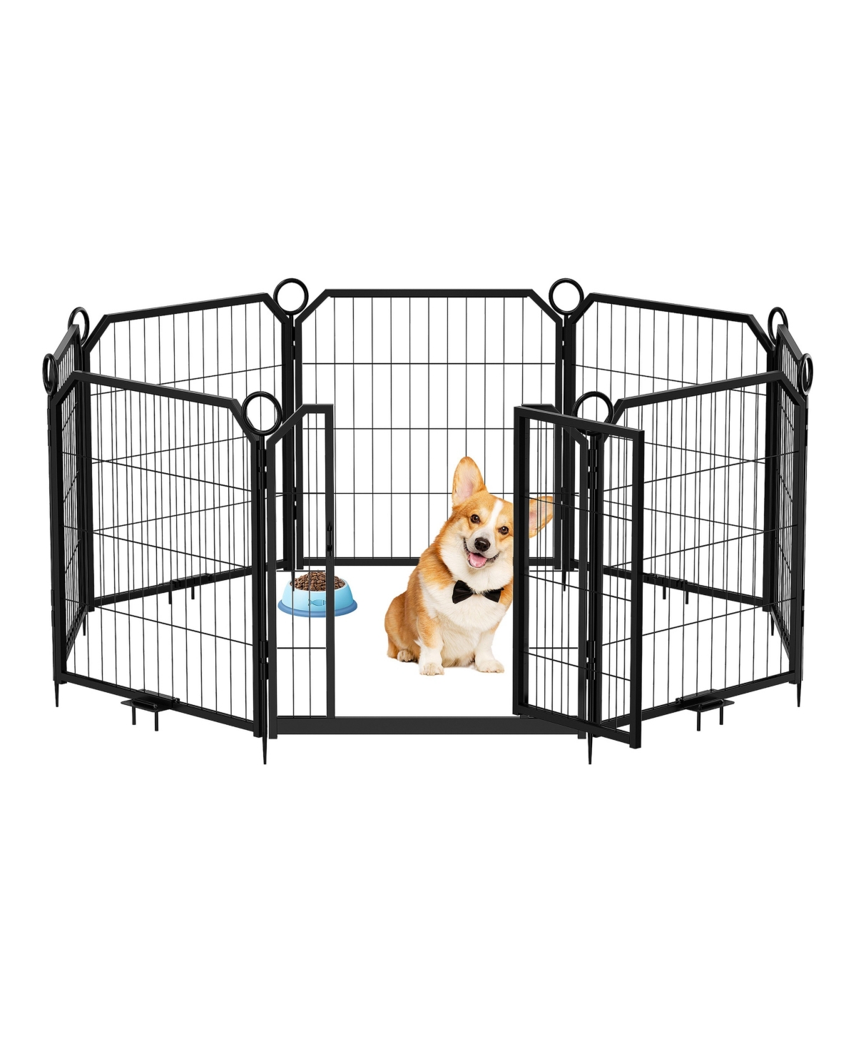 Lalfpet Heavy Duty Metal Dog Playpen with Door - 24-Inch 8-Panel Collapsible and Expandable Exercise Pen for Indoor and Outdoor
