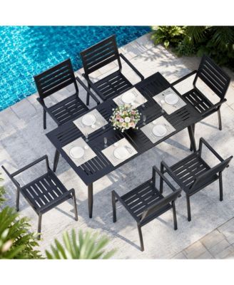 6-Person Metal Rectangular Outdoor Dining Set