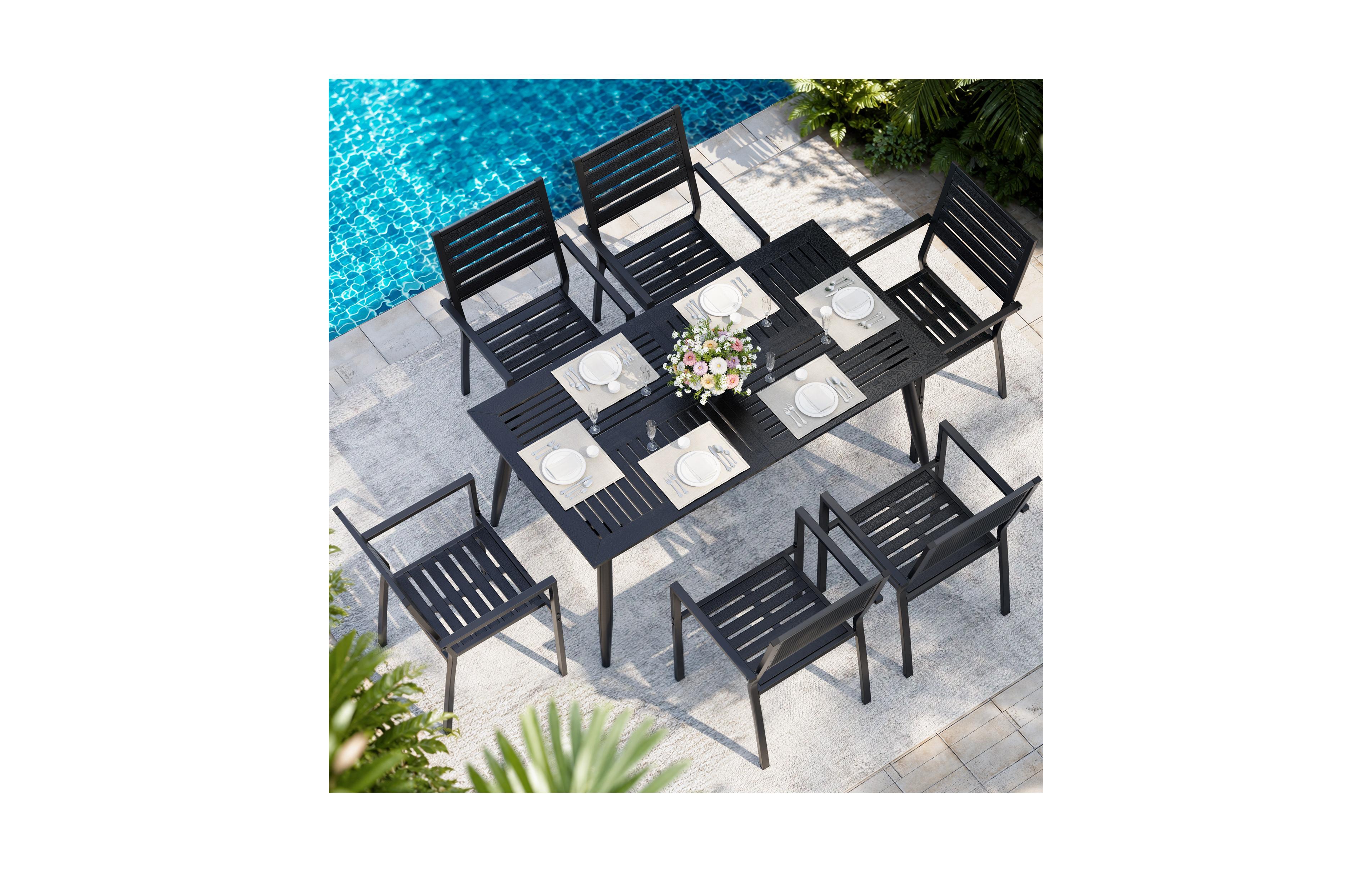 Pamapic 6-Person Metal Rectangular Outdoor Dining Set