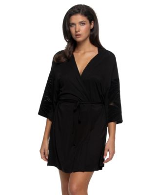 Women's Lace V-Neck 3/4-Sleeve Kimono Robe