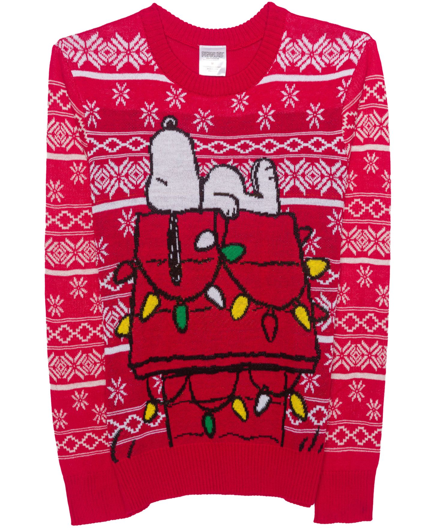 Мужской свитер Hybrid Apparel Snoopy Fair Isle Holiday Crewneck, цвет: Красный — фото 1