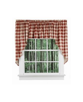 50percentage  Polyester 50percentage  Cotton Country Check With 1.5inch  Rod Pocket Tailored Window Swag