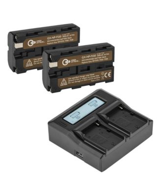 2x NP-F550 7.2V 18.72Wh Li-Ion Batteries, Bundle with Green Extreme Dual Charger Kit