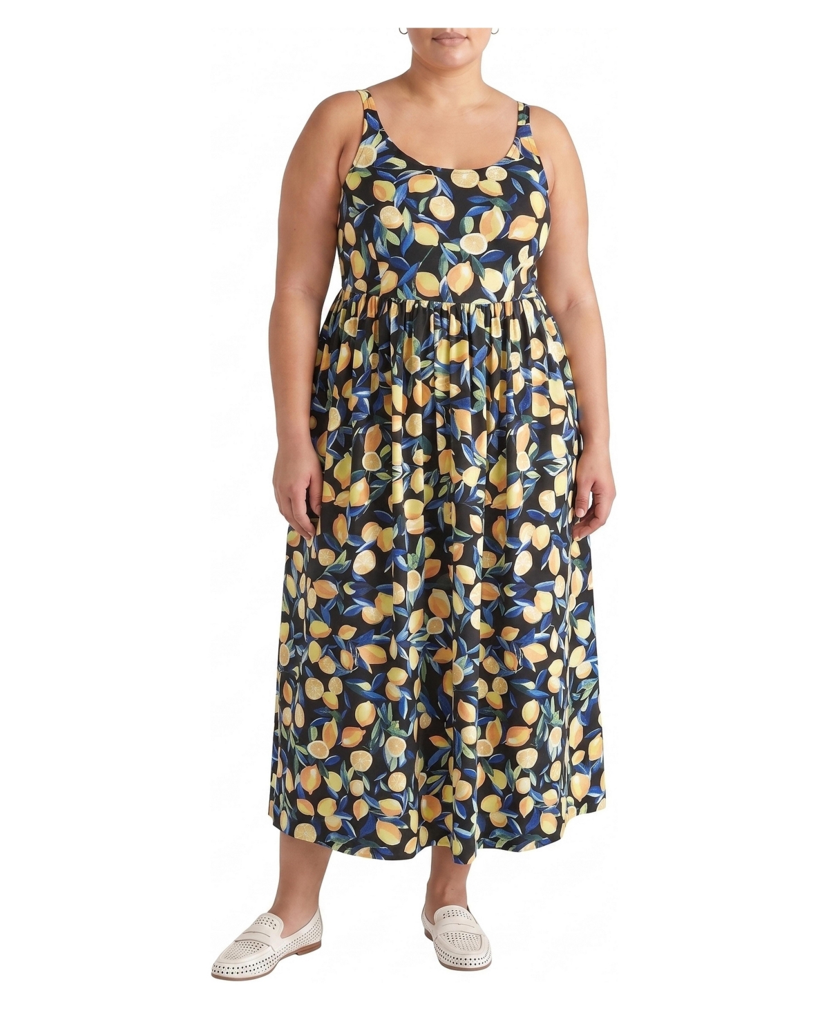 Universal Standard Plus Size Cayo Floral-Print Scoop Neck Sleeveless Dress - Black limoncello print