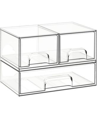 Stackable Clear Storage Drawers Versatile Organizer for Vanity Bathroom Kitchen