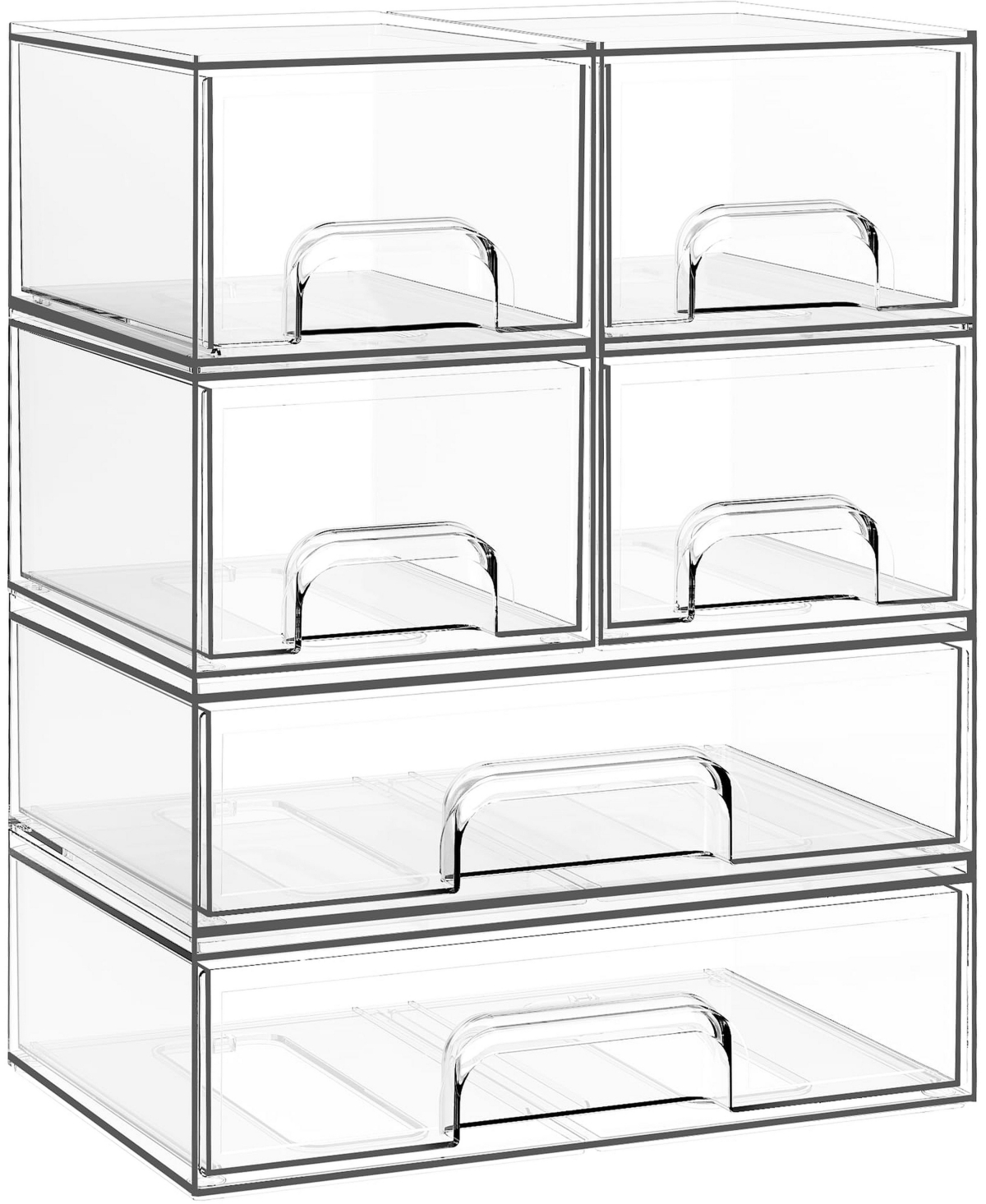 Four Candies Stackable Clear Storage Drawers Versatile Organizer for Vanity Bathroom Kitchen