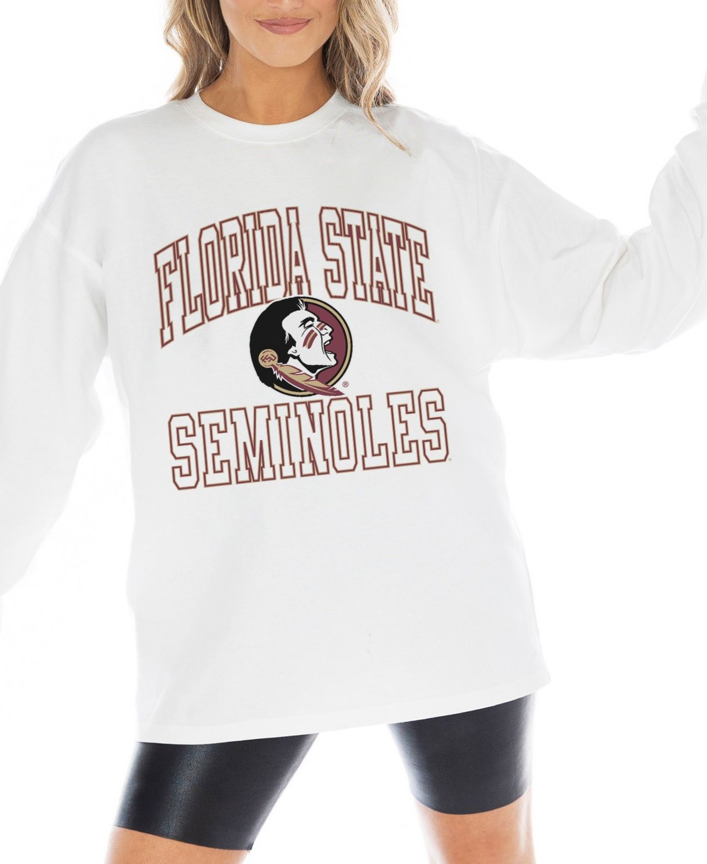 Женская футболка Gameday Couture White Florida State Seminoles Mind Games Oversized Long-Sleeve — фото 5