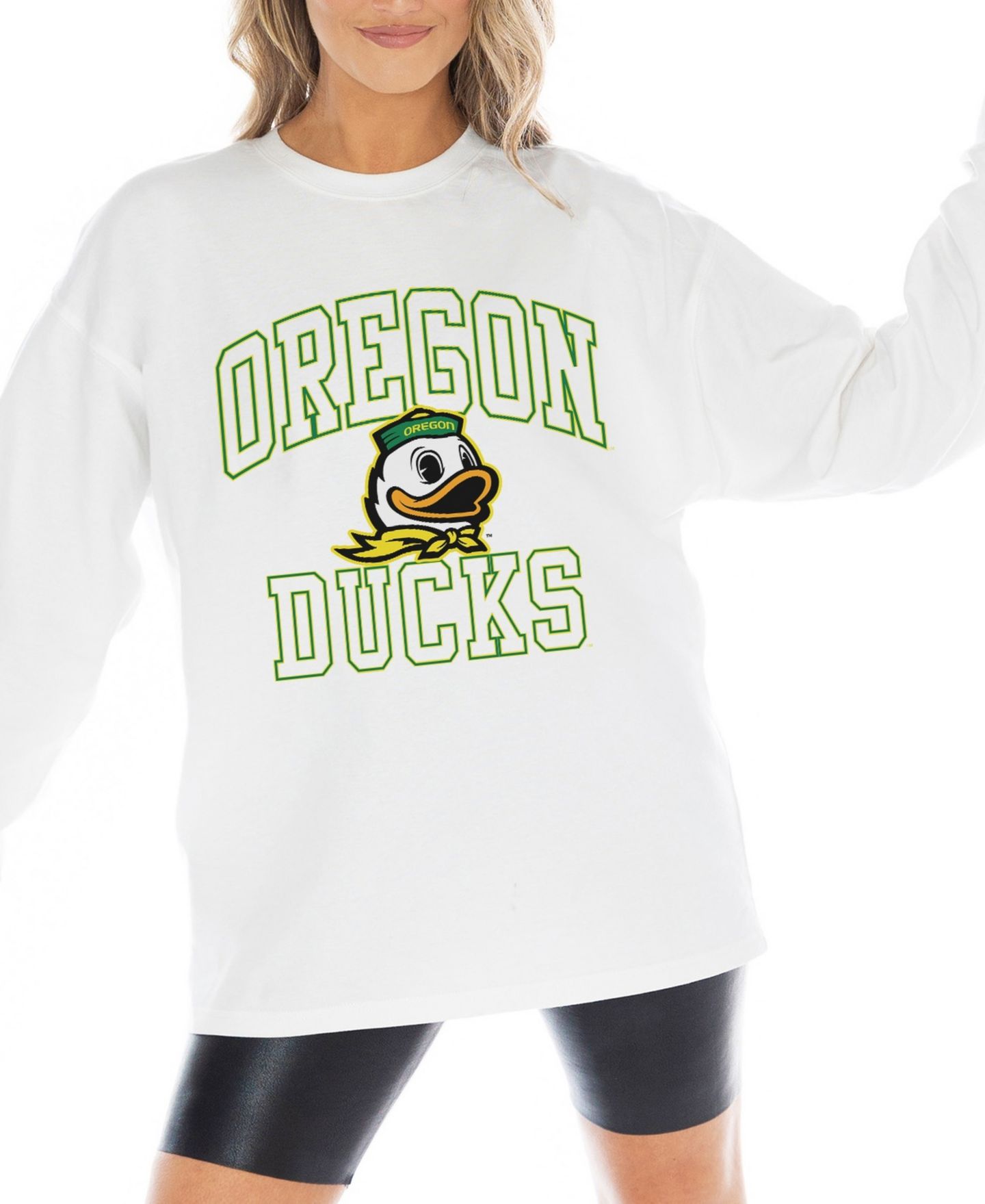 Женская футболка Gameday Couture White Oregon Ducks Mind Games Oversized Long-Sleeve — фото 5