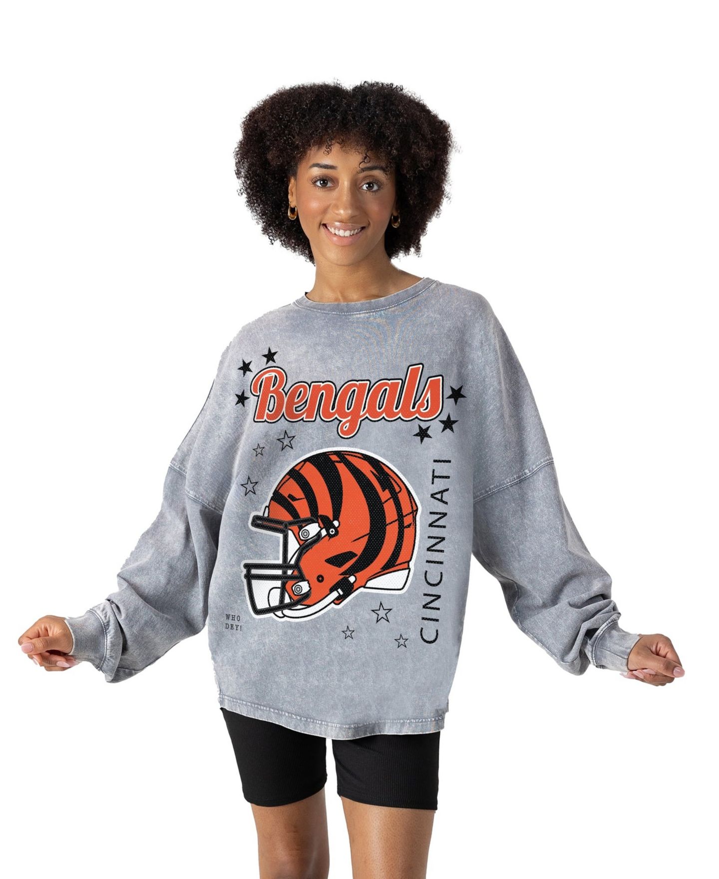 Женская футболка Gameday Couture Gray Cincinnati Bengals Starbound Oversized Snow Wash Long-Sleeve — фото 1