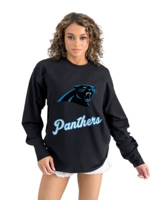 Women's Black Carolina Panthers Oversized Long-Sleeve T-Shirt