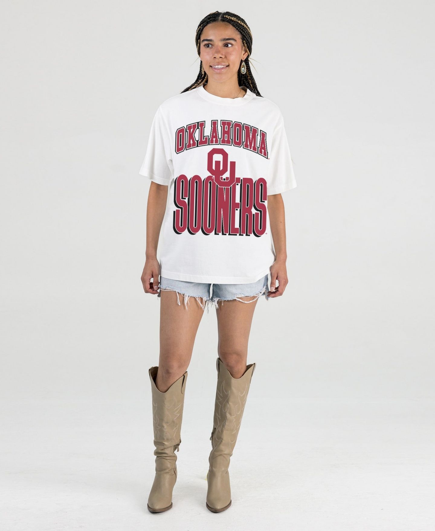 Женская футболка Gameday Couture Cream Oklahoma Sooners Oversized Fierce Focus — фото 4
