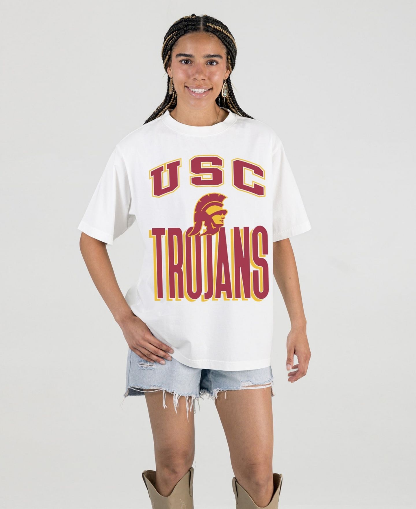 Женская футболка Gameday Couture Cream USC Trojans Oversized Fierce Focus — фото 1