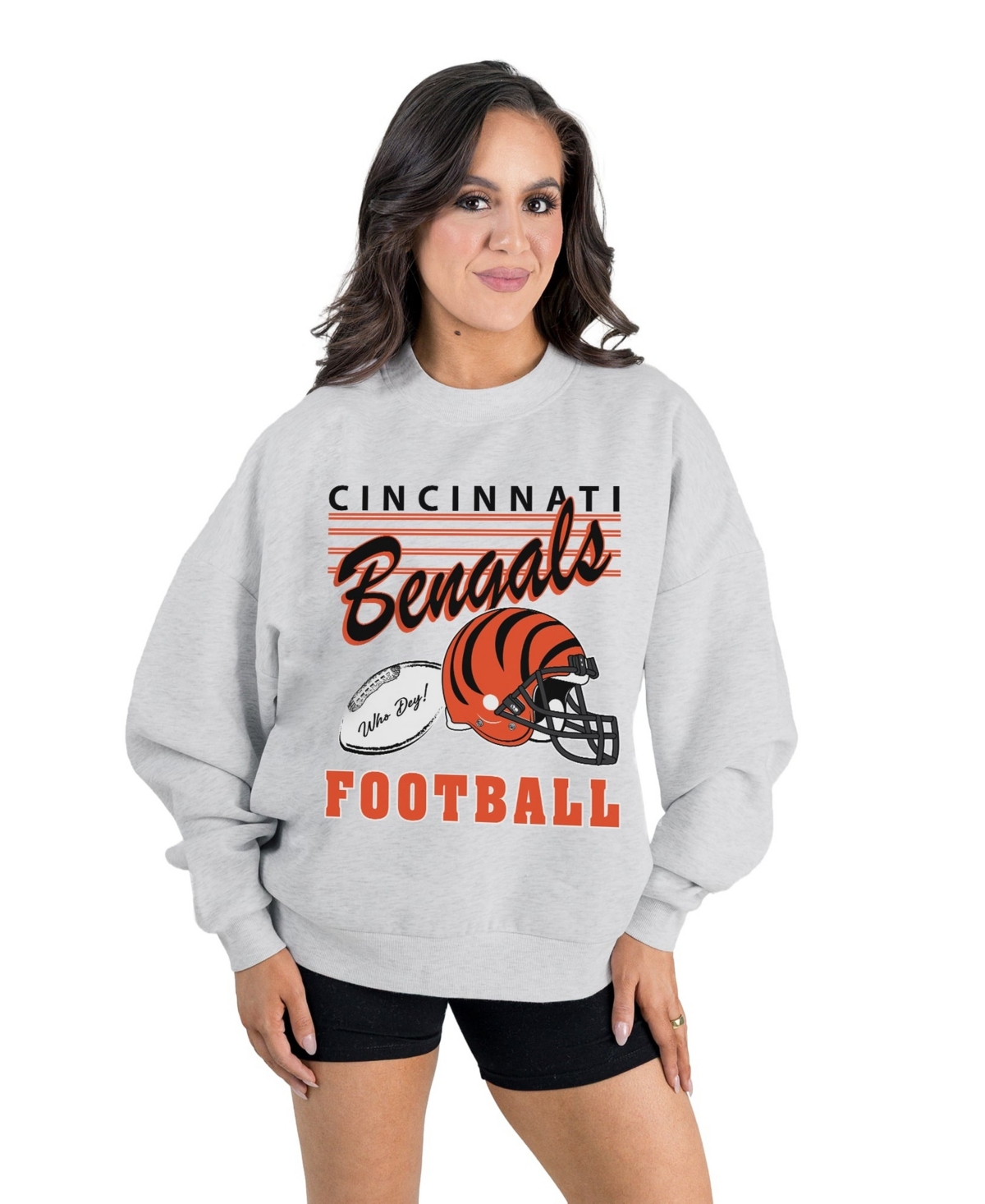 Gameday Couture Women's Ash Cincinnati Bengals Home Turf Oversized Premium Fleece Pullover Sweatshirt - Ash