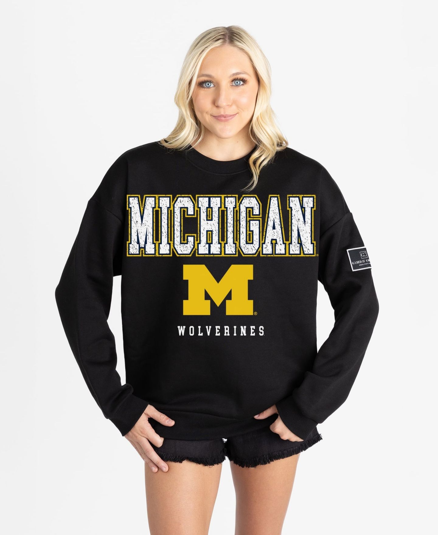 Женская толстовка Gameday Couture Black Michigan Wolverines Oversized Level Up Black Label Premium — фото 5