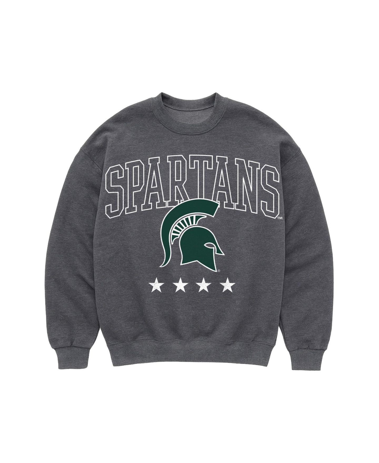 Женская толстовка Gameday Couture Charcoal Michigan State Spartans Oversized Rising Stars Premium Fleece Drop Shoulder — фото 5