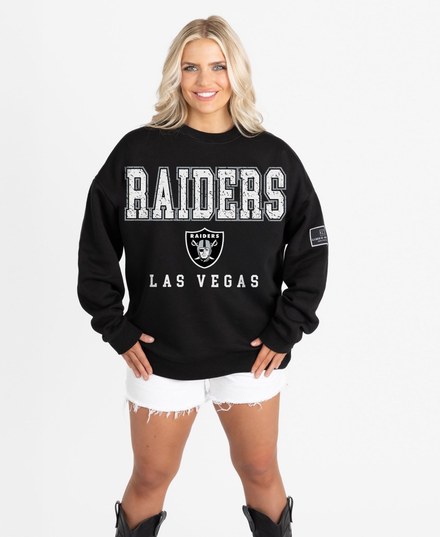 Женская толстовка Gameday Couture Black Las Vegas Raiders Oversized Level Up Black Label Premium Fleece — фото 1