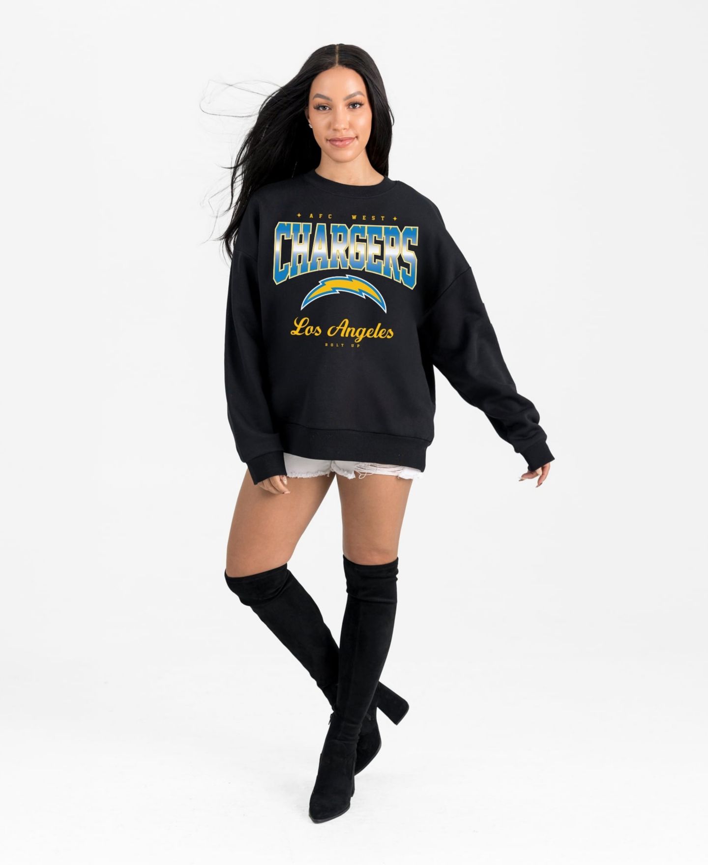 Женская толстовка Gameday Couture Black Los Angeles Chargers Powerhouse Play Premium Fleece — фото 3