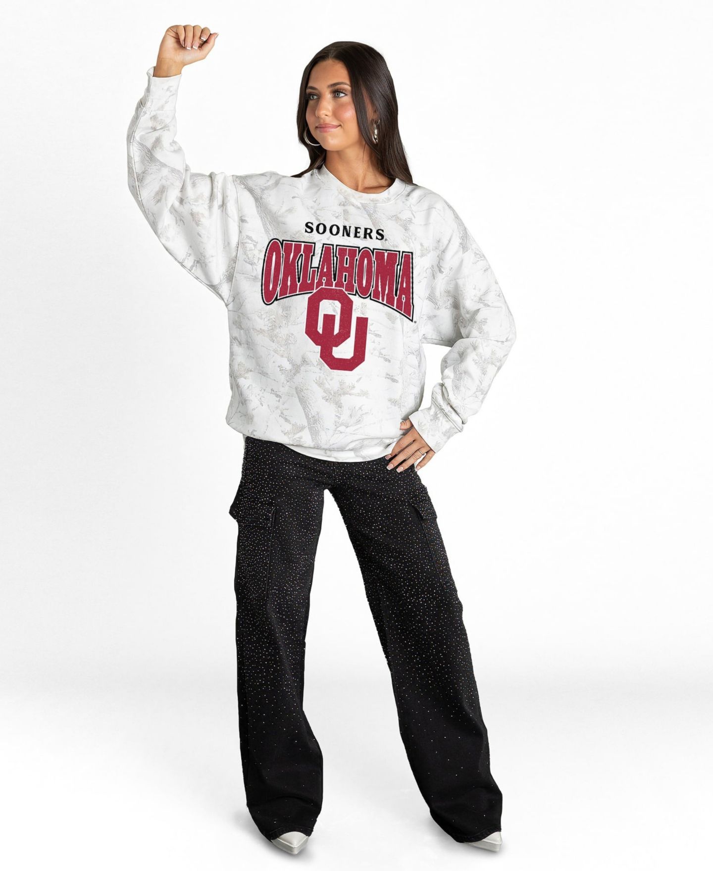 Женская толстовка Gameday Couture Ash Oklahoma Sooners Rally Ready Premium Fleece Camo — фото 3