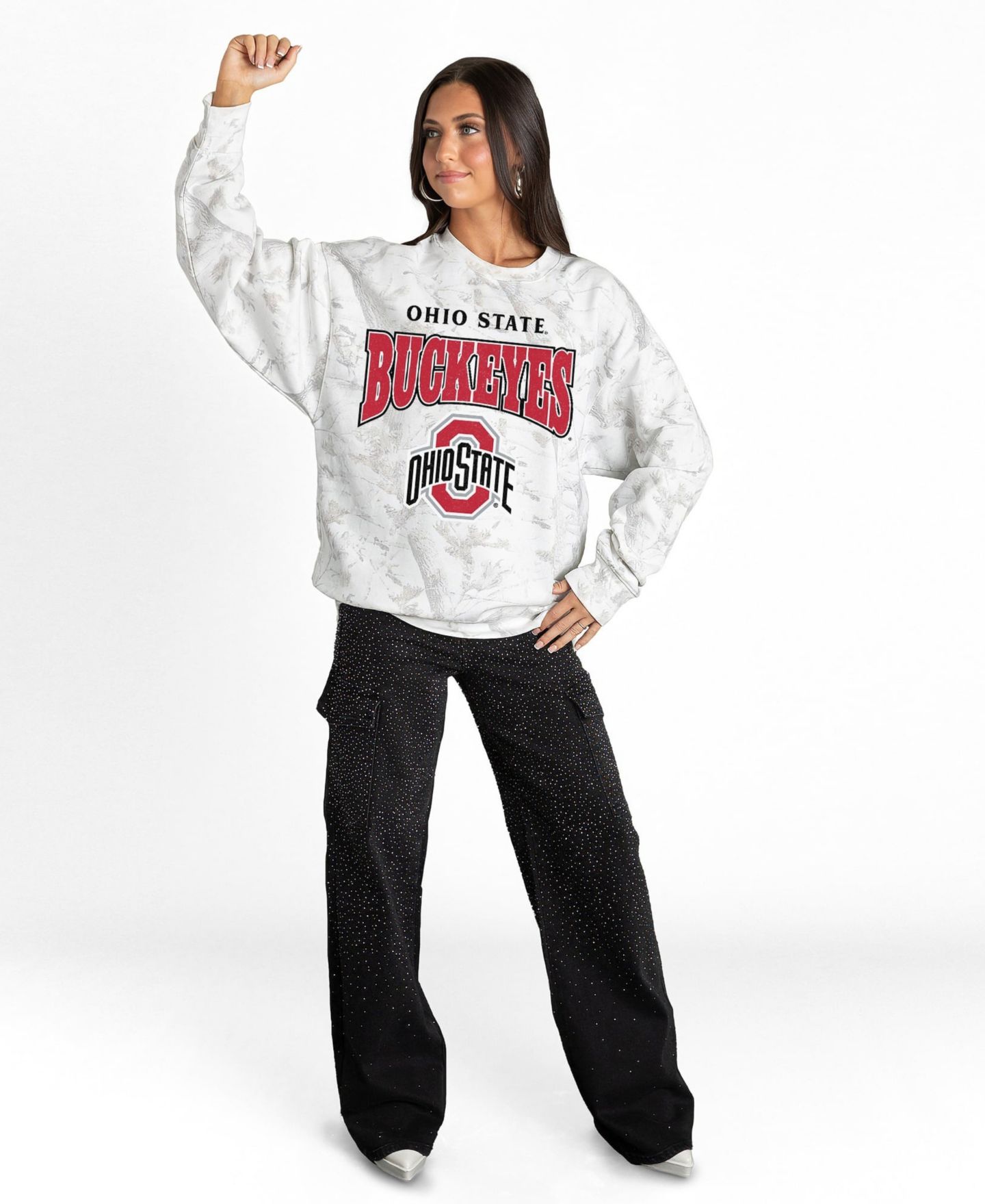 Женская толстовка Gameday Couture Ash Ohio State Buckeyes Rally Ready Premium Fleece Camo — фото 3