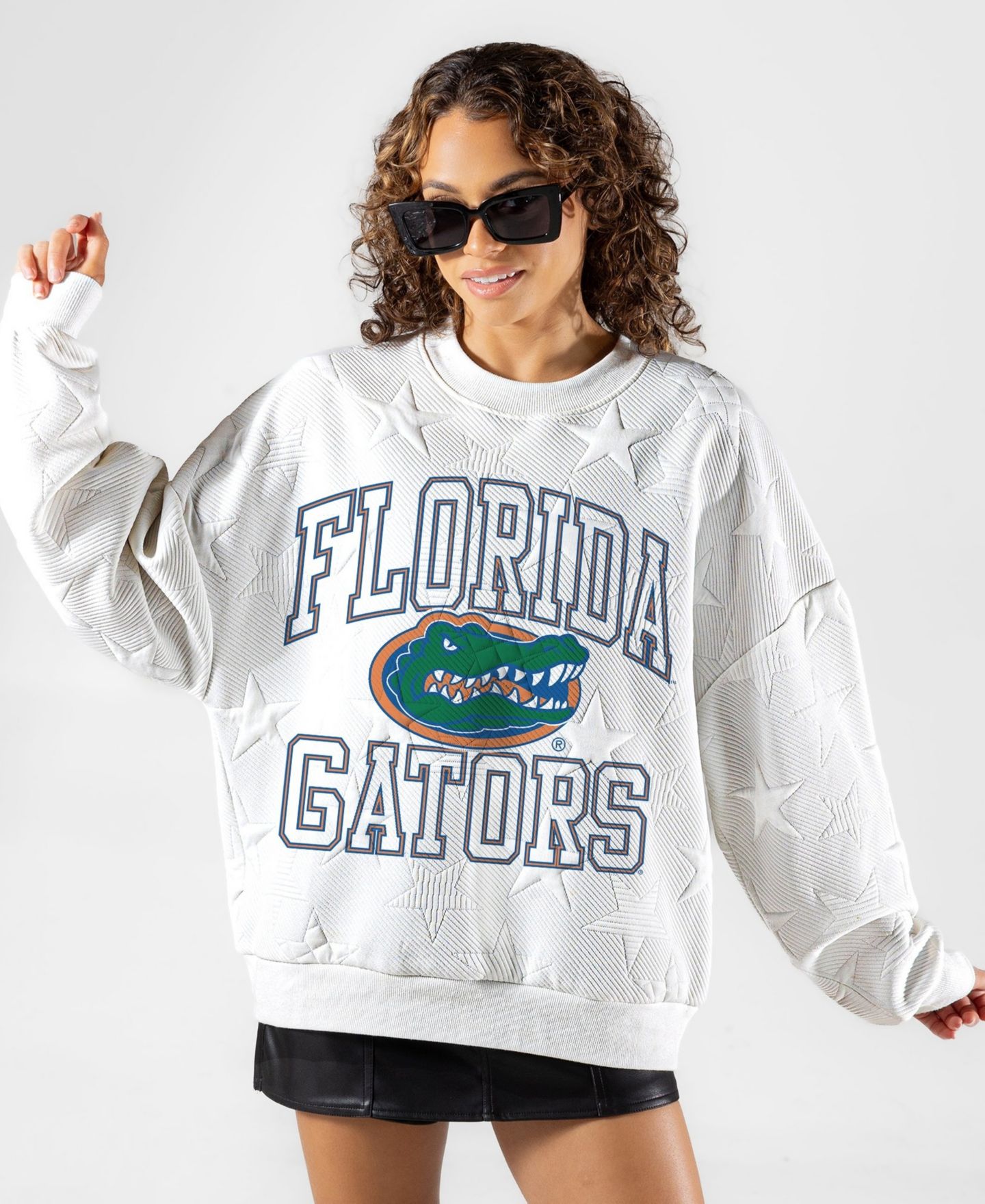 Женская толстовка Gameday Couture White Florida Gators Big Play Energy Tonal Star Embossed — фото 1