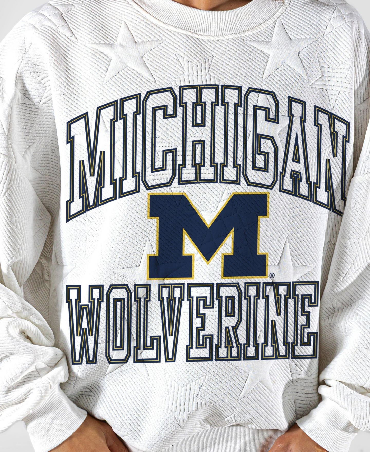 Женская толстовка Gameday Couture White Michigan Wolverines Big Play Energy Tonal Star Embossed — фото 6