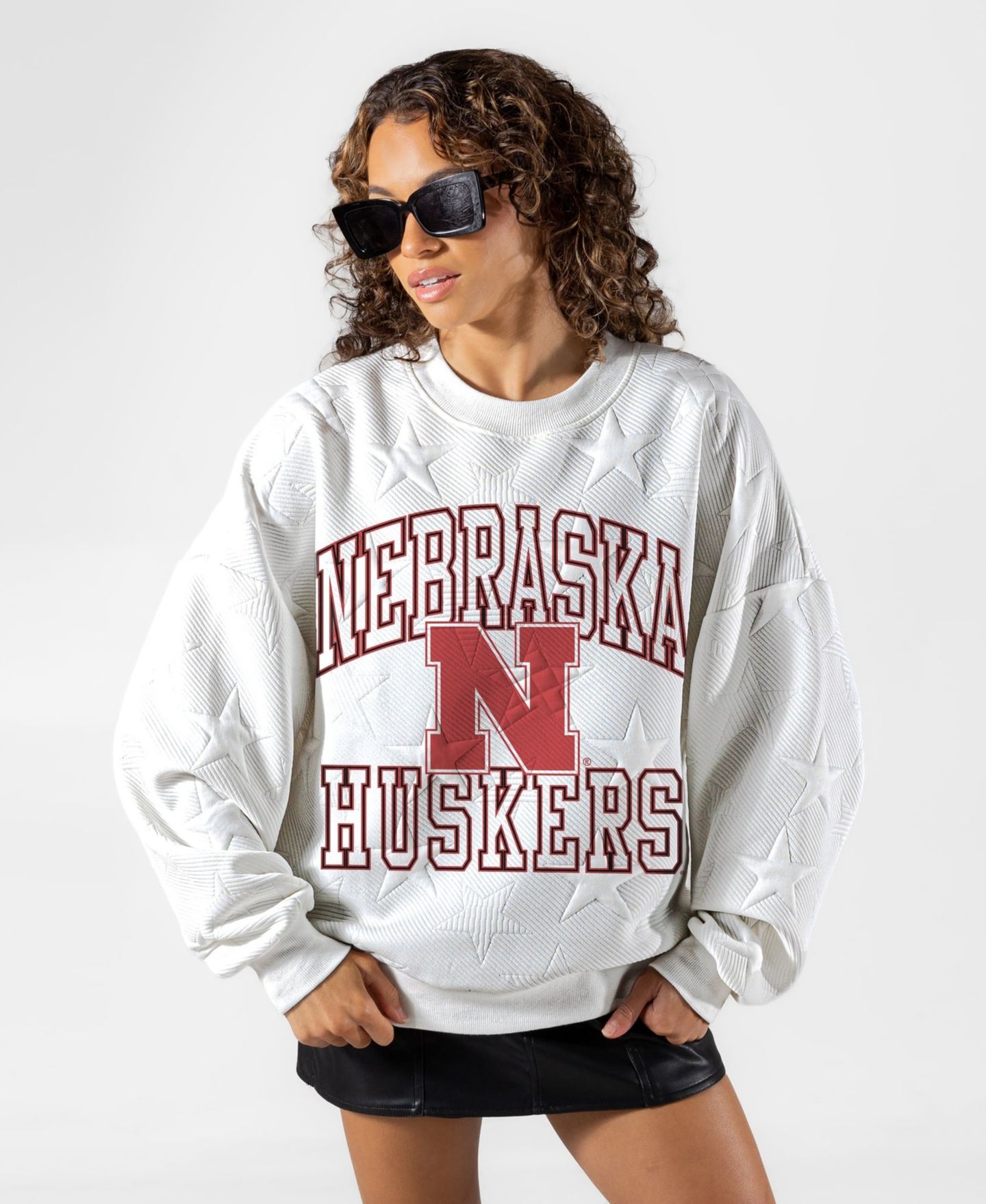 Женская толстовка Gameday Couture White Nebraska Huskers Big Play Energy Tonal Star Embossed — фото 4