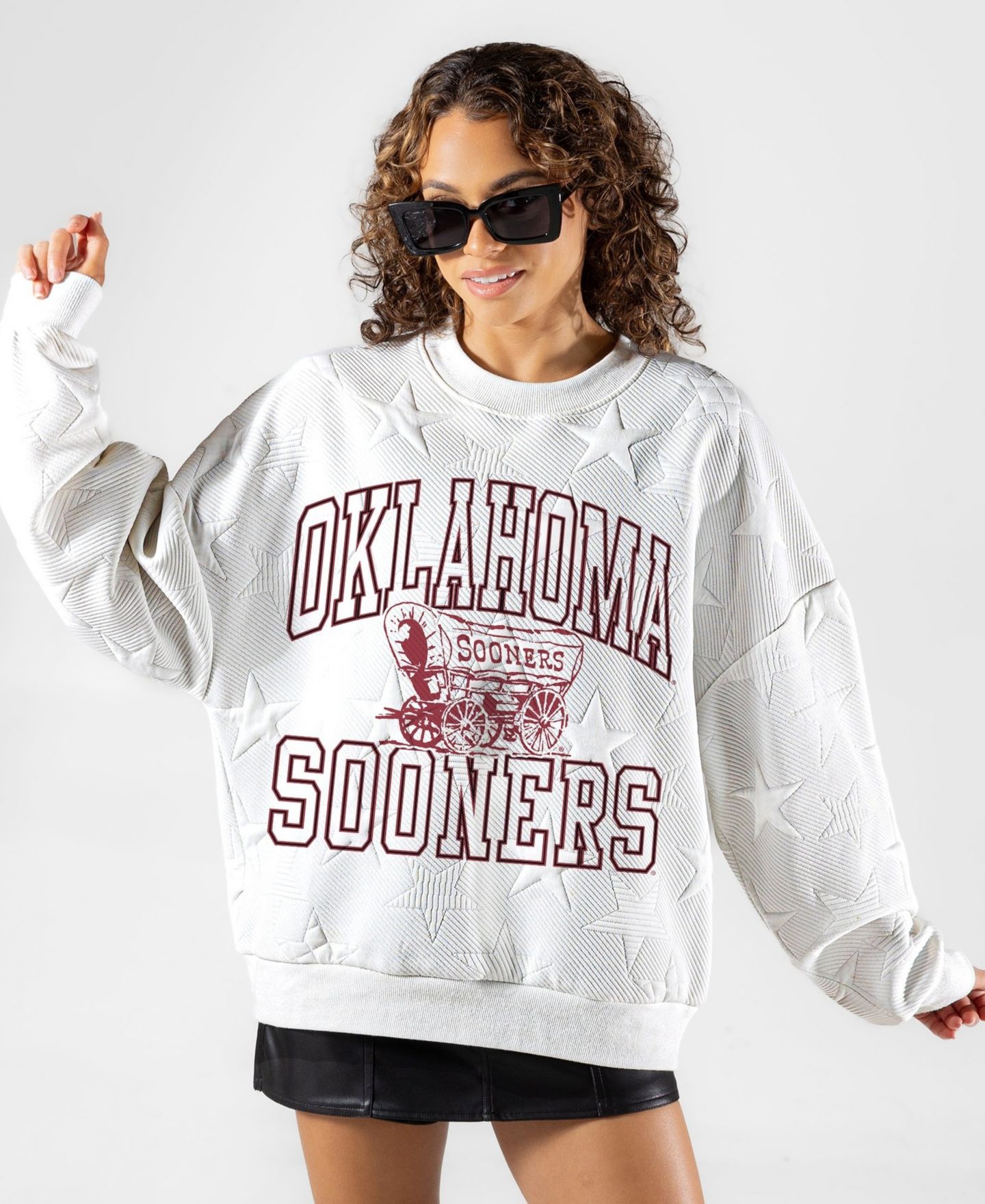 Женская толстовка Gameday Couture White Oklahoma Sooners Big Play Energy Tonal Star Embossed — фото 1