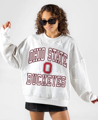 Women's White Ohio State Buckeyes Big Play Energy Tonal Star Embossed Sweatshirt