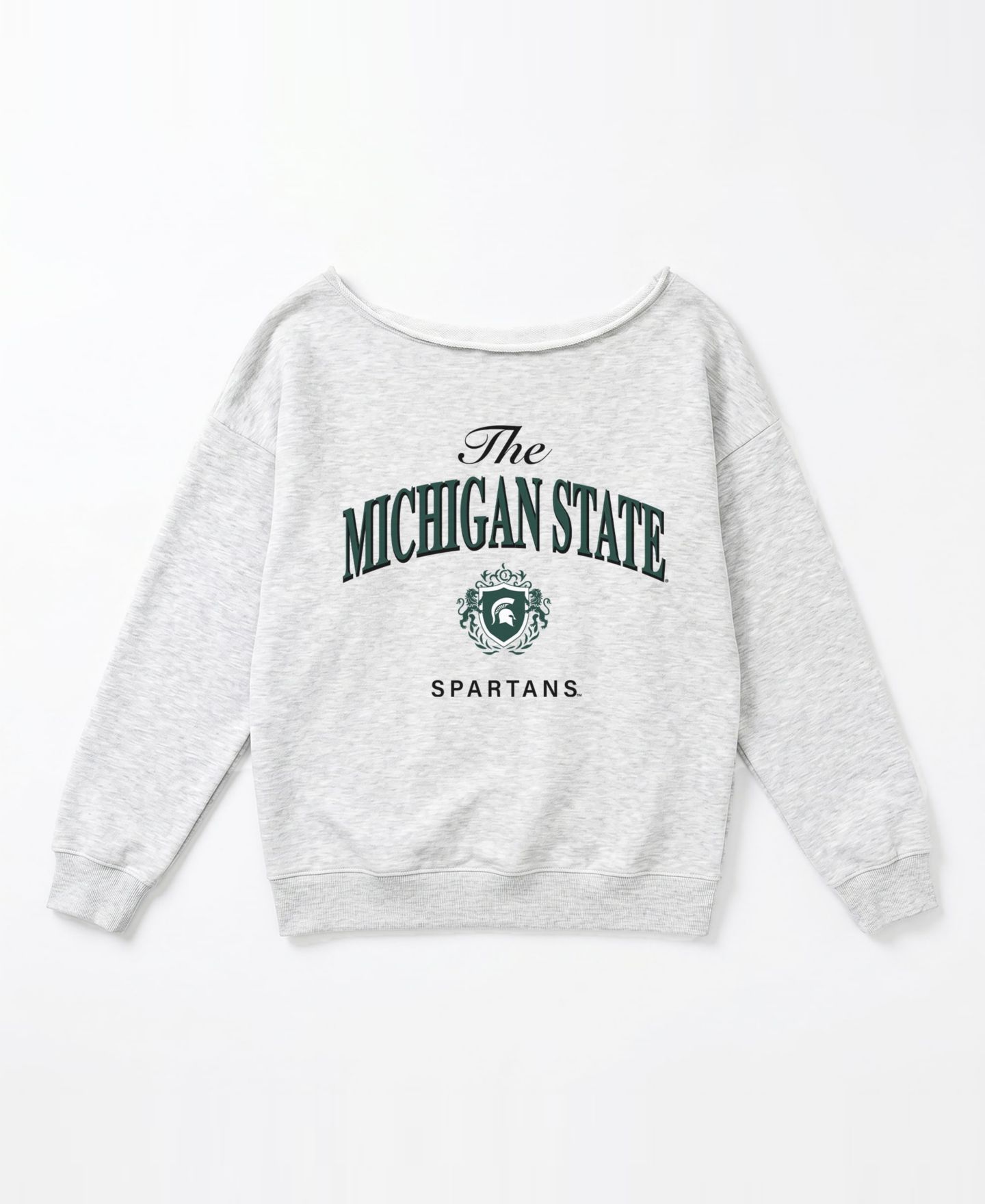 Женская толстовка Gameday Couture Ash Michigan State Spartans Offsides Energy Off-Shoulder — фото 3