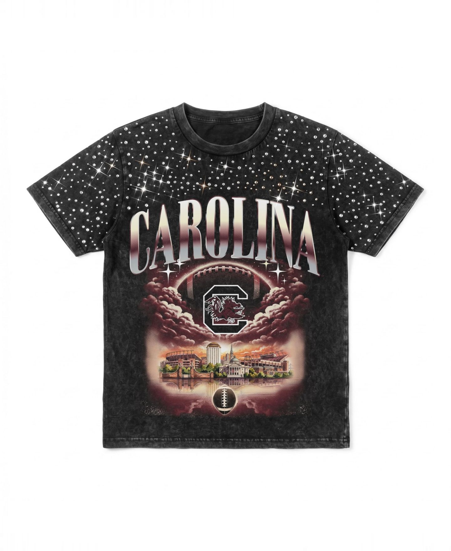 Женская футболка Gameday Couture Black South Carolina Gamecocks Sky's the Limit Washed Micro Rhinestone — фото 5