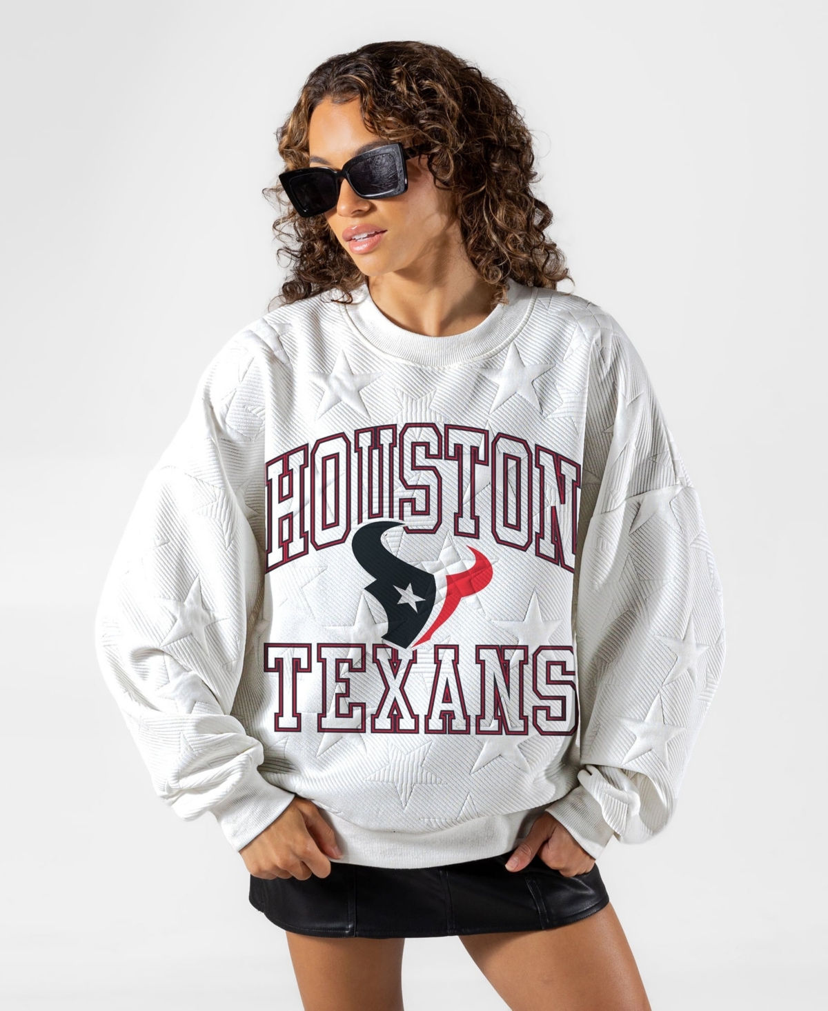 Gameday Couture Women's White Houston Texans Big Play Energy Tonal Star Embossed Sweatshirt - White