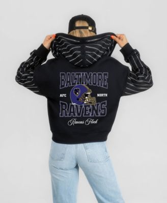 Women's Black Baltimore Ravens Eyes on the Prize Mid-Crop Full-Zip Hoodie